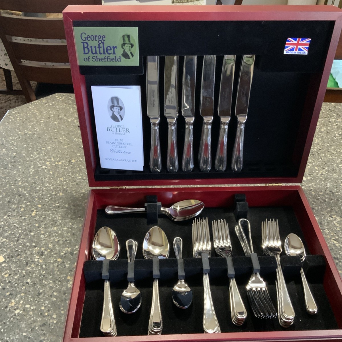 George Butler of Sheffield Stainless Steel Bead Cutlery Set for 12