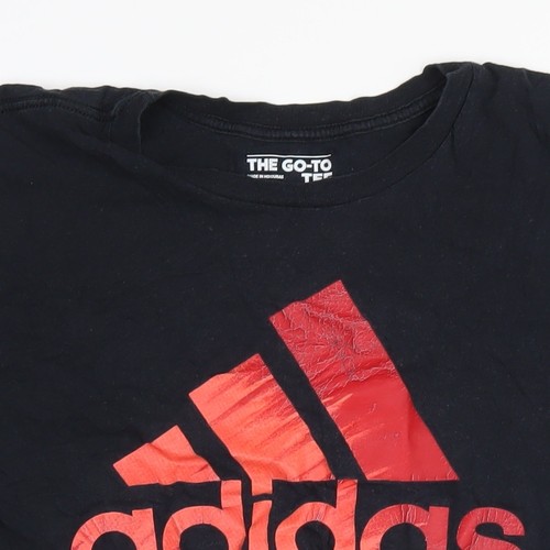 Adidas Men's Black M Cotton Logo T-Shirt Crew Neck - Picture 7 of 12