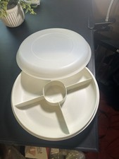 Tupperware 10.5" Diameter Serving Tray Fruit / Veggie Snack Dish w/ Lid #1708-5