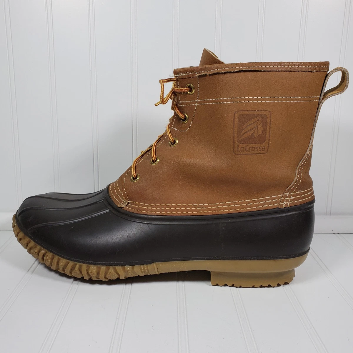 LaCrosse Men\'s Green Brown Leather & Rubber Duck Ankle Boots, Made in USA Size 8 LaCrosse Footwear AlphaTerra 6 main image 4