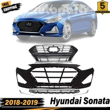 Front Bumper Cover Fascia Primed & Grille Assembly For 2018-2019 Hyundai Sonata