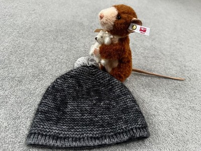 Jacadi Paris - süße grau melierte Winter Baby Bommelmütze - 35 cm - newborn -TOP