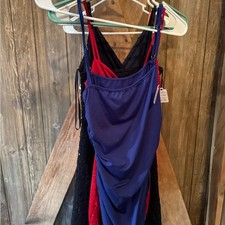Navy Blue Spaghetti-Strap Prom Dress