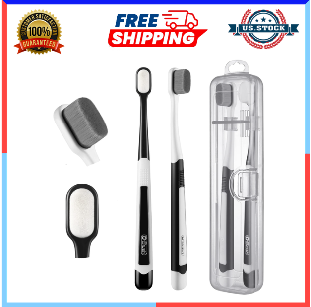 20,000 Bristles Toothbrush – 2-Pack Soft Nano Brushes for Adults & Elderly