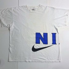 VINTAGE NIKE Tshirt L Men’s Large Blue Black Swoosh 90s Made In USA White Tag