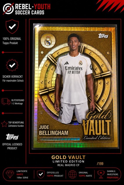Topps Real Madrid Collector Tin 2025-26 Jude Bellingham Gold Vault Card