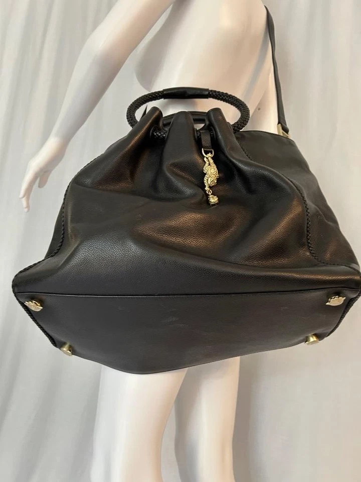 Bolso de Mano BARRY KIESELSTEIN-CORD Cuero Guijarro Negro Rana Ladybug Dije Dorado Foto 4 de 4