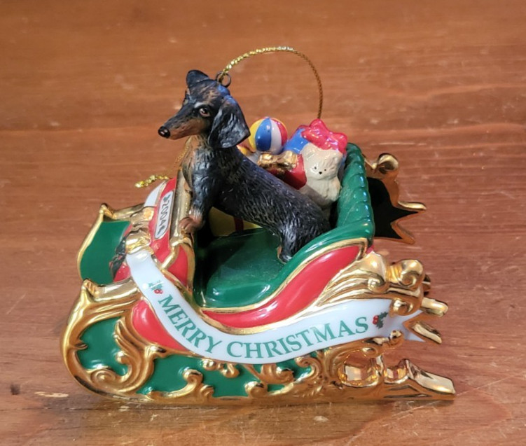 Danbury Mint First Annual Dachshund, Doxie Dog Christmas Ornament 2004
