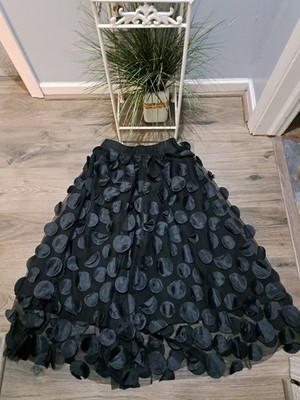 Kate Hewko Black Circle Applique Skirt Womens L