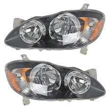 For Toyota Corolla 2003-2008 Chrome Housing Black Corner Headlight Lamps Pair