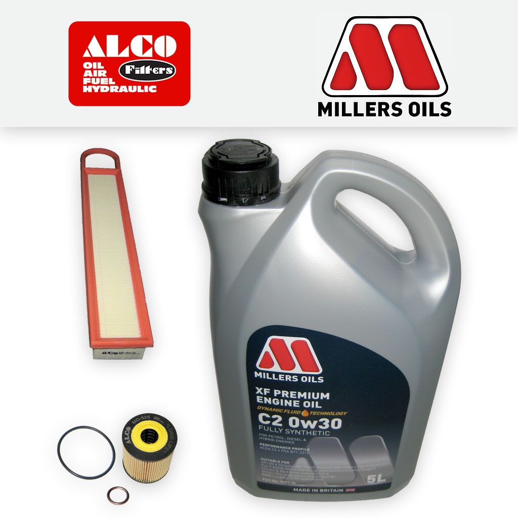 SERVICE KIT for PEUGEOT 207 1.6 16V VTI OIL AIR FILTERS +0w30 C2 OIL (2006-2012)