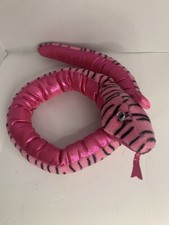 Aurora Pink and Black Zebra Stripe Snake 52 Plush