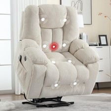 Canmov Overstuffed Wide Power Lift Recliner Chair w/ Massage Heat for Elderly
