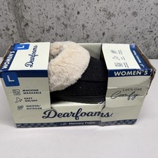 Dearfoams Women  s Indoor/Outdoor Memory Foam Clog Slippers BLACK Size L 9-10 