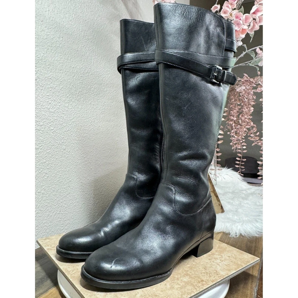 Botas Ecco Mujer 39 EE. UU. 8-8,5 Sullivan Altas Montar Cuero Genuino Hebilla Cremallera Foto 2 de 4