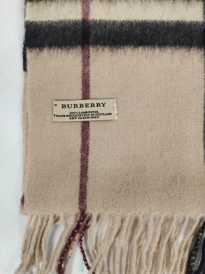 Bufanda de invierno Burberry genuina vintage a cuadros gigantes beige 100 % lana de cordero Foto 4 de 4