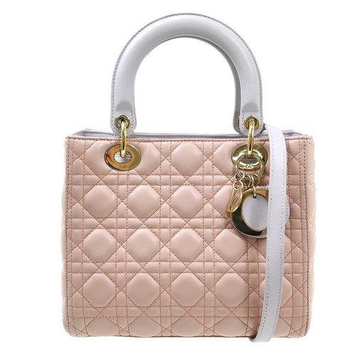 Christian Dior Pink Lambskin Lady Dior Cannage 2way Handbag 05-MA-0162 KQ01137
