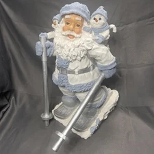 Encore Snow Buddies Figurine 18" Giant Santa Skiing With Buddy Christmas 1999