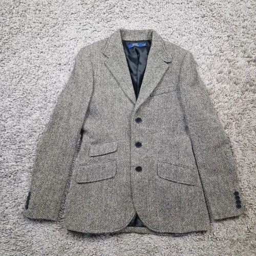 Polo Ralph Lauren Blazer Womens Small Tweed Herringbone Wool Alpaca