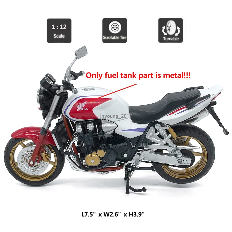 1:12 Honda CB1300SF Motorcycle Model Diecast Toy Vehicle for Boys Adults Red - Image 2 of 4
