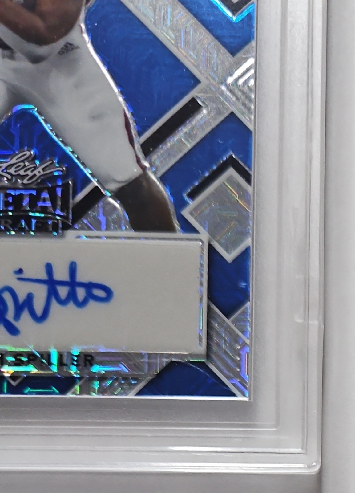 2022 LEAF METAL MOJO BLUE ROOKIE SP 1/1 AUTO ISAIAH SPILLER LOS ANGELES CHARGERS view 5