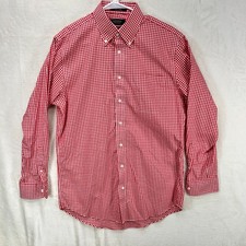 Nordstrom Men s Shop Red Gingham Button Down Shirt Size 15 1/2 Non-Iron Cotton
