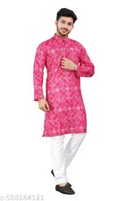 Elegant Printed Kurta with Straight Pajama for Men/Perfect for Parties, Festival
