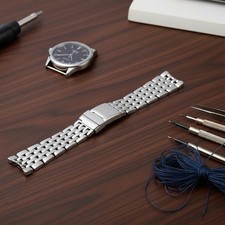 Silver Stainless Steel Curved End Bracelet For Breitling Navitimer 24mm Quality