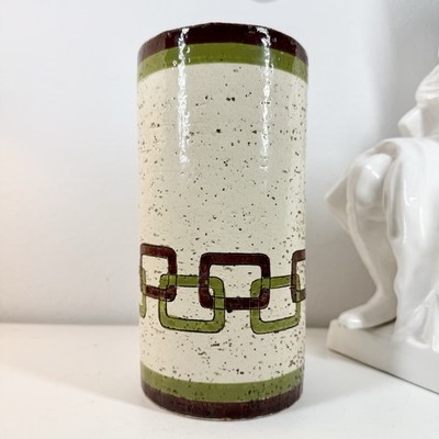 BITOSSI Italian Ceramic VASE w/Textured Chain VTG MCM 60-70s ITALY 8in Eames Era