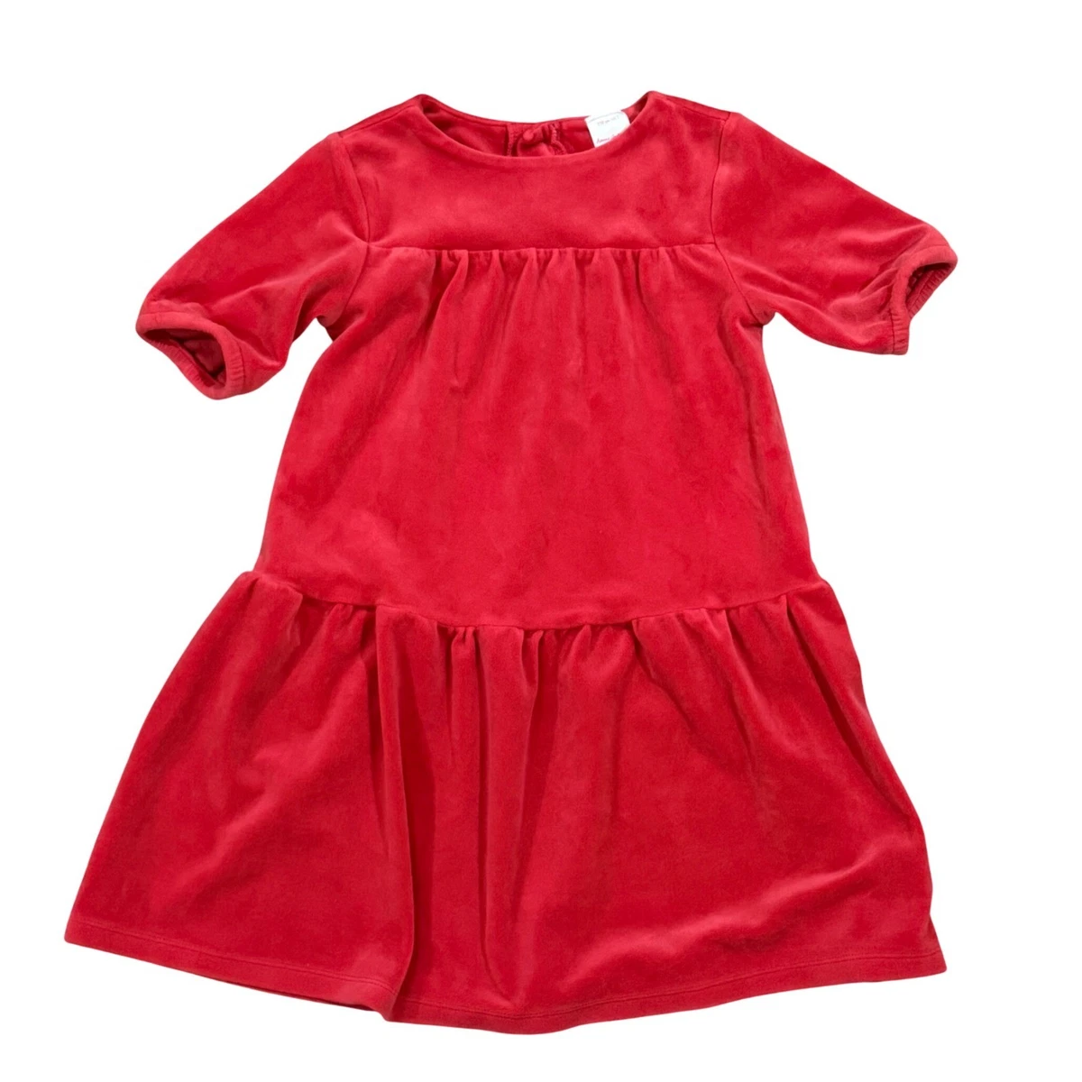 hanna andersson red velvet dress Hanna Andersson Girls US 2T 80 Red Velvet Velour Dress Embroidered Holiday Party