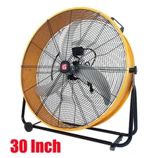30in High Velocity Industrial Drum Fan 3-Speed Fan Adjustable Tilt for Warehouse