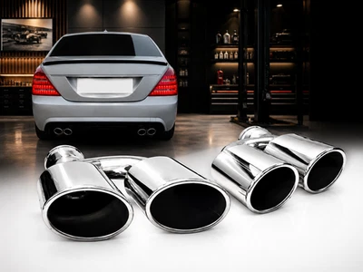 Embouts d’échappement Oval Inox Pour Mercedes Benz S-Klasse 500 W220 W221 - Photo 1/4