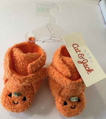 Cat & Jack Pumpkin Booties Baby Size 3-6 Months Halloween 4 1/2 