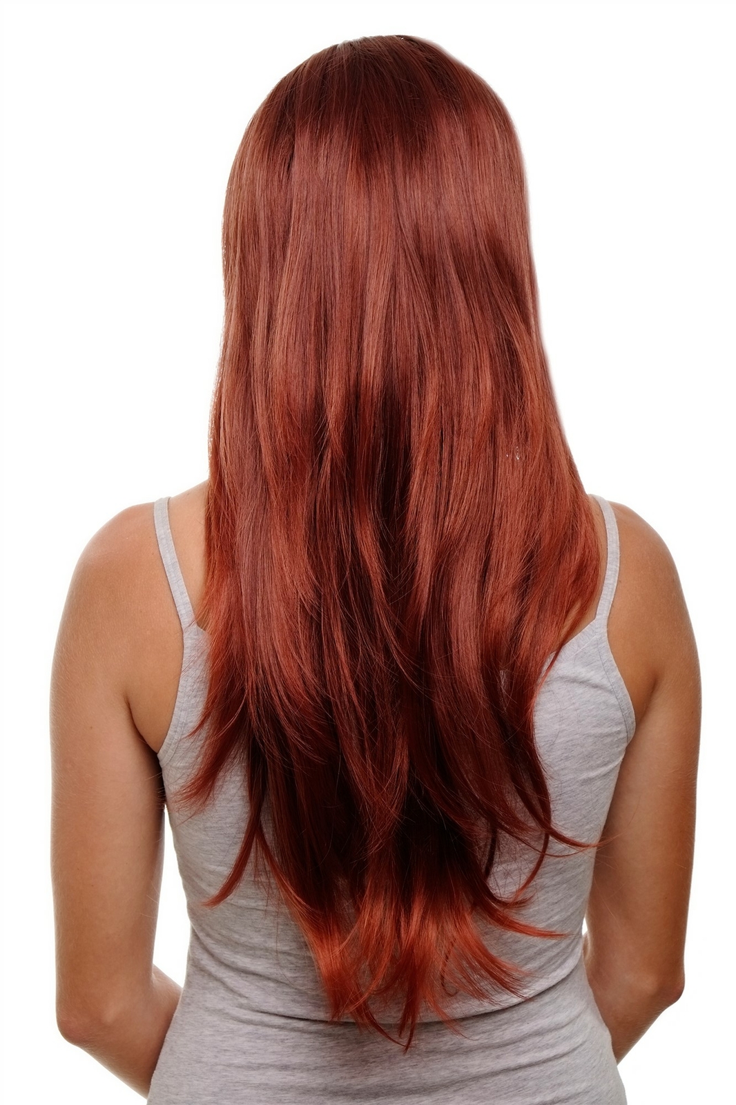 Clip-In Hairpiece 7 Clips Half Wig Red-Brown Red Striped 60Cm H9505-33T350