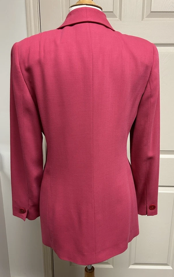 Vtg GIORGIO ARMANI LE COLLEZIONI Pink 100% Wool Double-Breasted Jacket 44/10 - Image 3 of 4