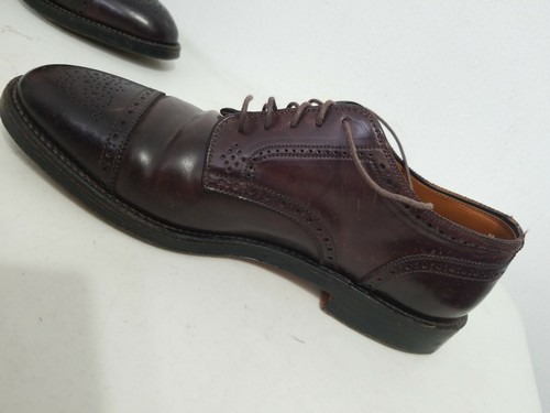 ALDEN 2145 captoe blucher burgundy shell cordovan medallion size 9 B/d made USA - Picture 8 of 12