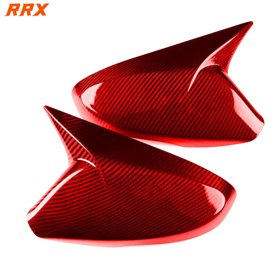 Cubierta de tapa de espejo retrovisor lateral de fibra de carbono seca roja para Hyundai Veloster 2012-17 Foto 2 de 4