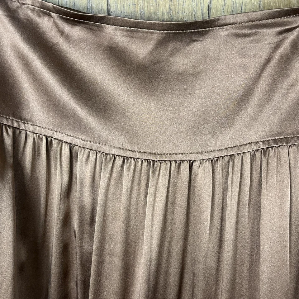 Falda TO THE MAX (Talla 2) Marrón 100% Seda Línea A Terciopelo y Cinta Dobladillo Forrado Falda Foto 2 de 4