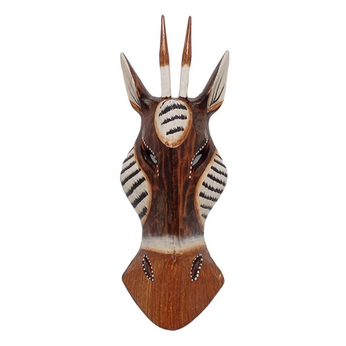 Set 5 Handschnitzerei Holz Maske Giraffen Antilopen Wandkunst Dekor Aufhänger 10 Zoll - Bild 2 von 17