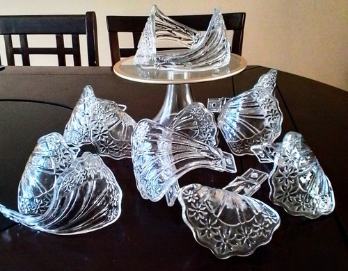 VTG Glass Drapery Curtain Tie Back~Set of 2 Fan Shaped~Anthurium Design~12 Avail - Picture 8 of 11
