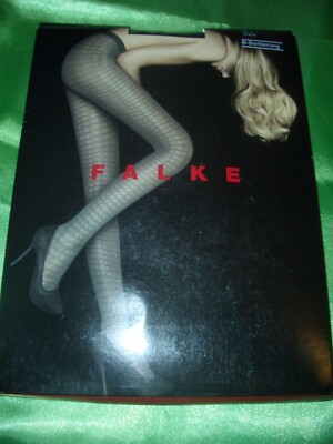 Edle FALKE gemusterte Feinstrumpfhose Gr. L black/schwarz Collant Tights OVP
