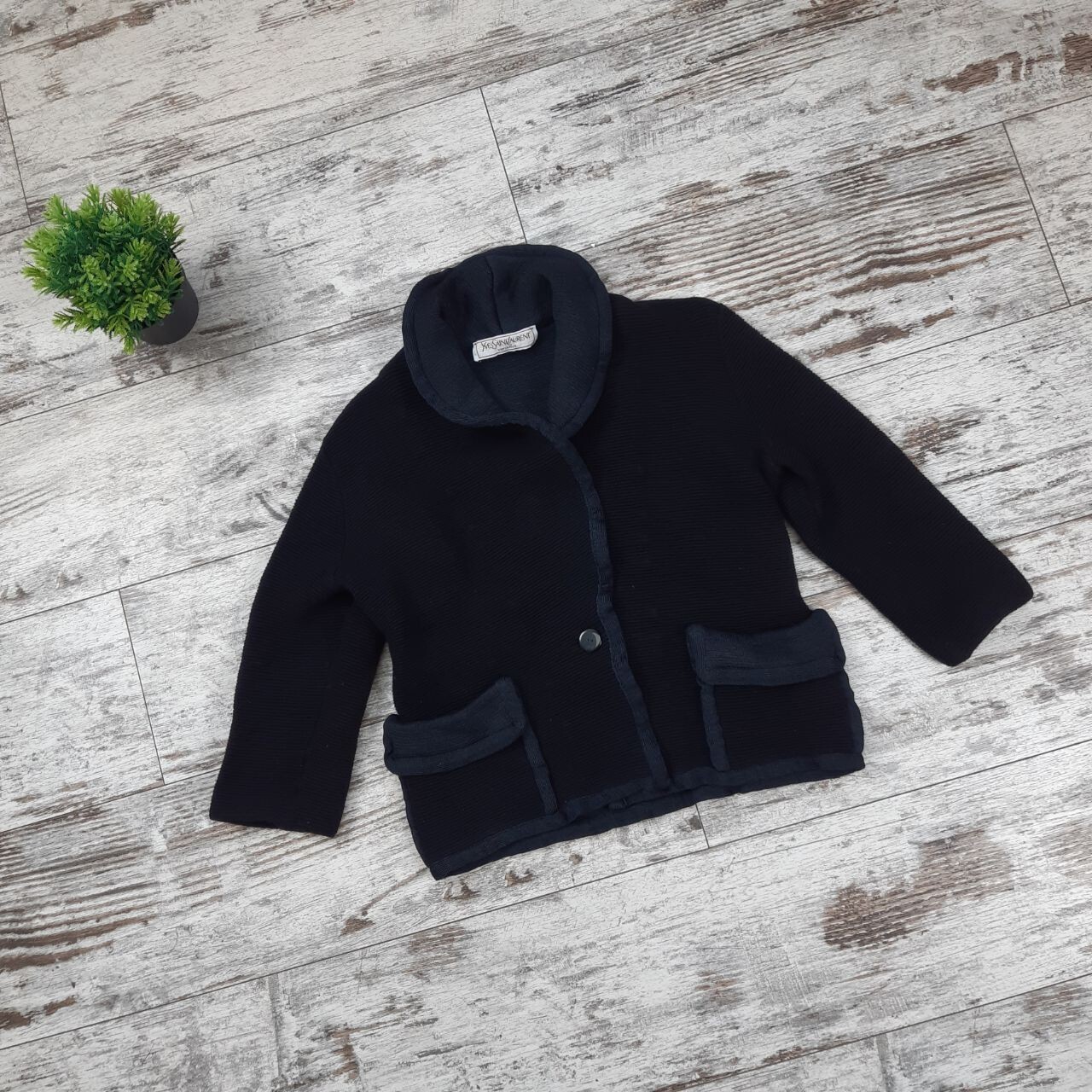 Maglione cardigan vintage YSL Yves Saint Laurent in lana con bottoni taglia 46