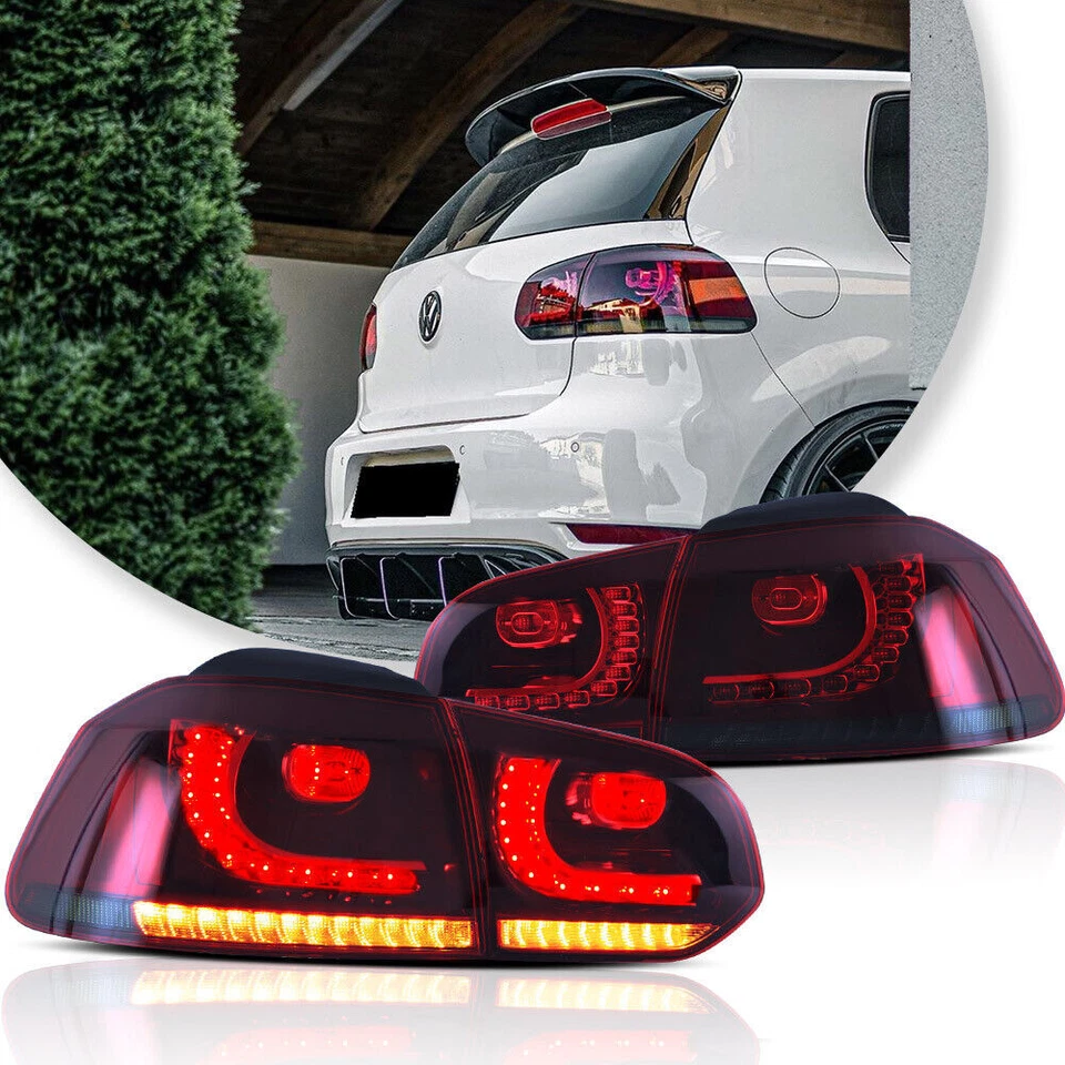 LED Tail Lights Fits 2010-2014 Volkswagen VW Golf/GTI/Golf R Red Rear Lights Kit - Image 2 of 4