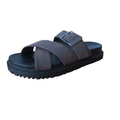 Unisa Womens Brown Buckle Sandals Size Strappy Flat Slip On