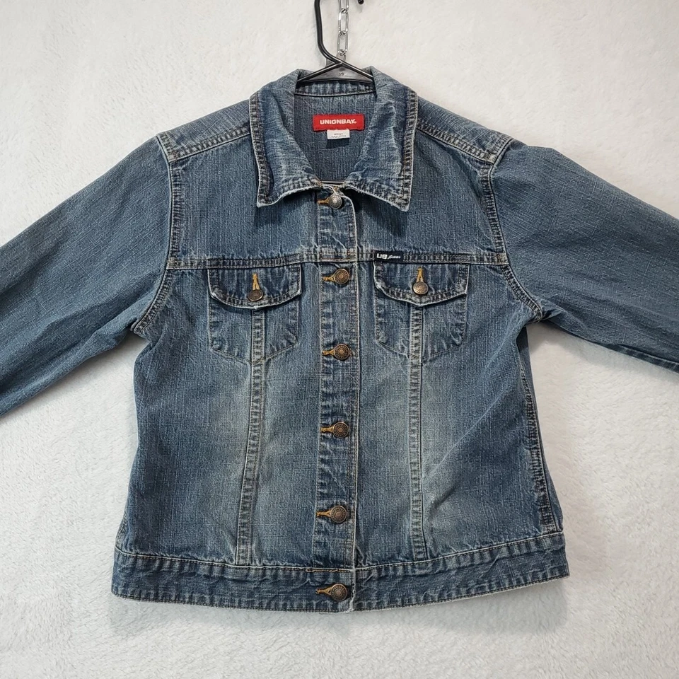 Jaqueta jeans retrô Union Bay vintage feminina caminhoneiro anos 2000 Y2K jeans tamanho M - Imagem 2 de 4