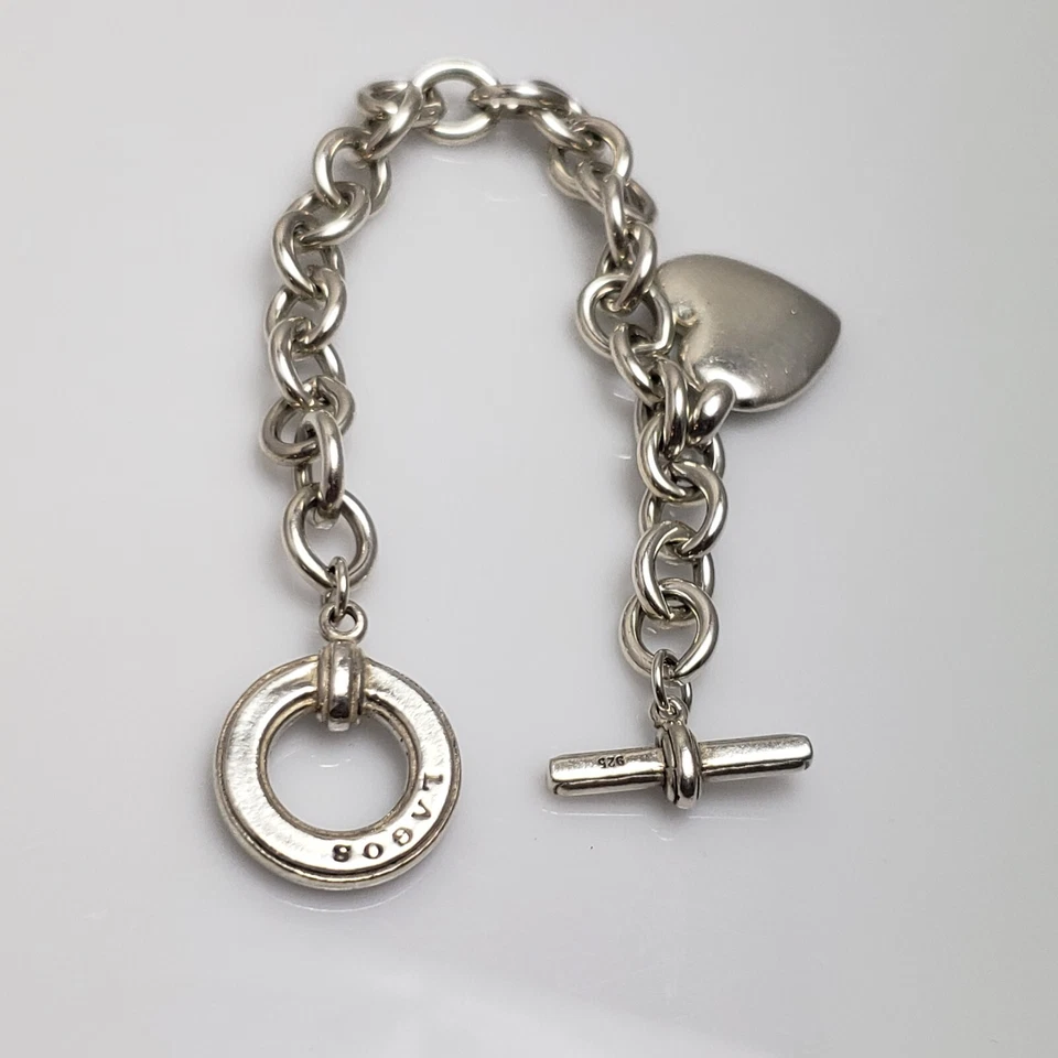 LAGOS Caviar  Sterling Silver Heart Charm Toggle Bracelet 7.5" - Image 4 of 4