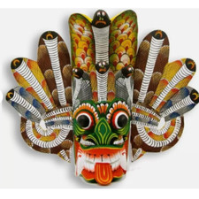 Sri Lankan Wooden Mask 6"Traditional Cobra Snake Devil Home Decor Hanging Mask