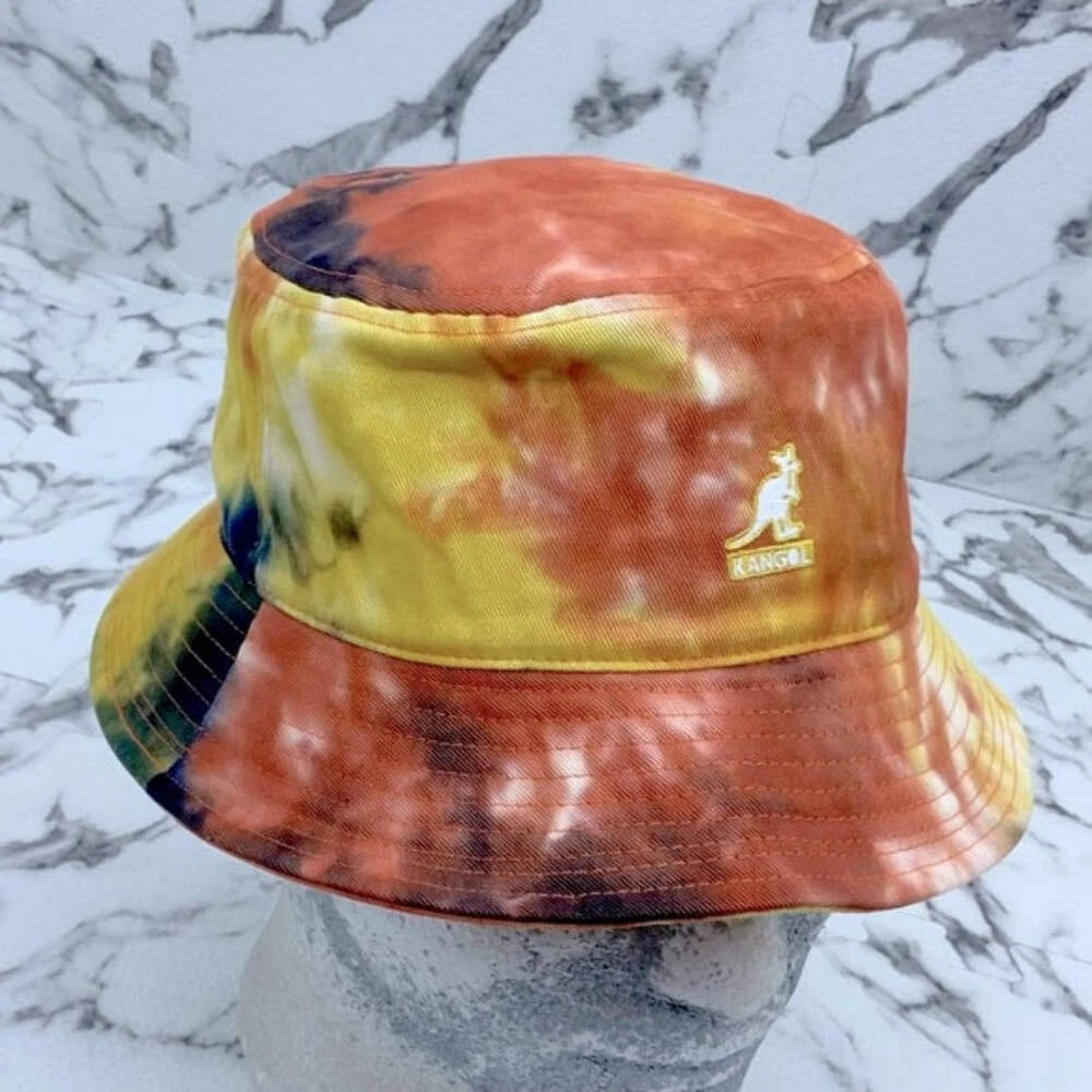 Men's Kangol Orange | Navy | Yellow | White Tie Dye Bucket Hat NWT &