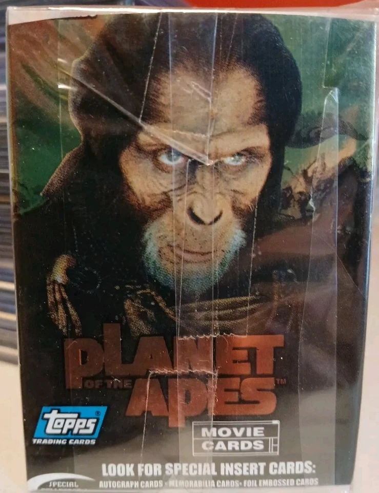 Planet of the Apes Movie 2001 Conjunto básico completo (90) quase perfeito com embrulho Topps  - Imagem 2 de 2