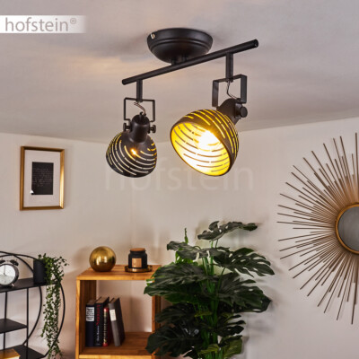 Industrial Schwarz/Gold drehbare Decken Leuchten Lichteffekt Wohn Zimmer Lampen
